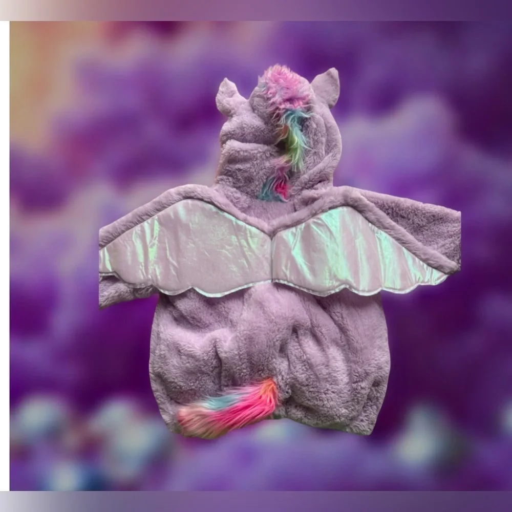 New- Toddler whimsical Rainbow Fleece   Unicorn Hooded Coat - Sweater Pullover